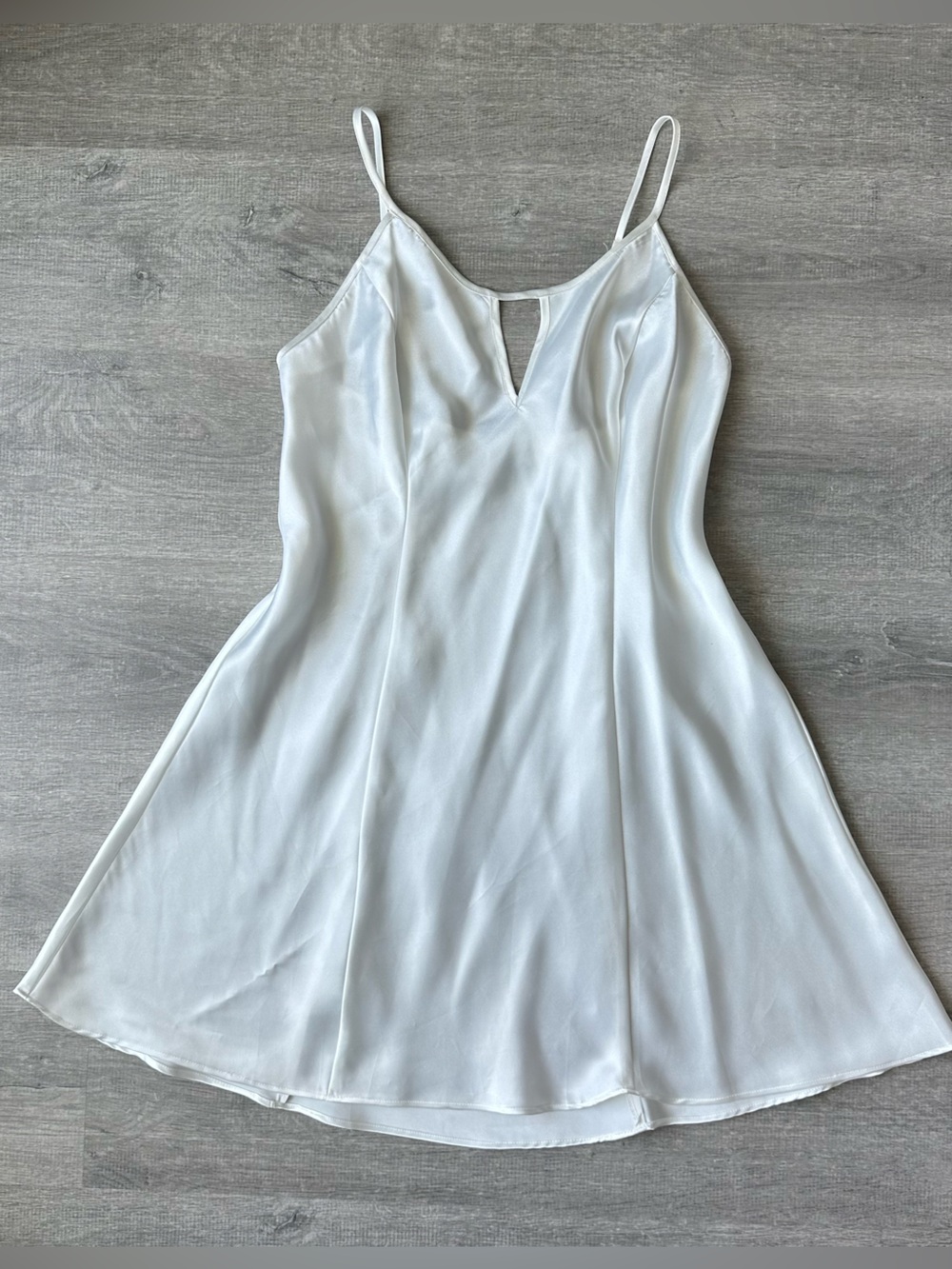 La Senza White Pearl Satin Slip Dress with Spaghetti Straps Y2K